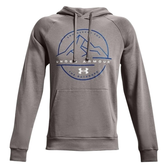 2/49$ Men's Under Armour Rival Fleece Mountain Key gray Hoodie size Large - Picture 2 of 10